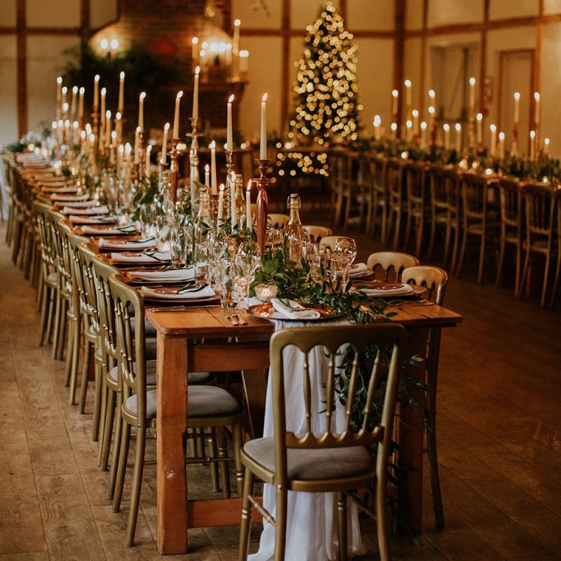 Foliage table runners at Burley Manor wedding