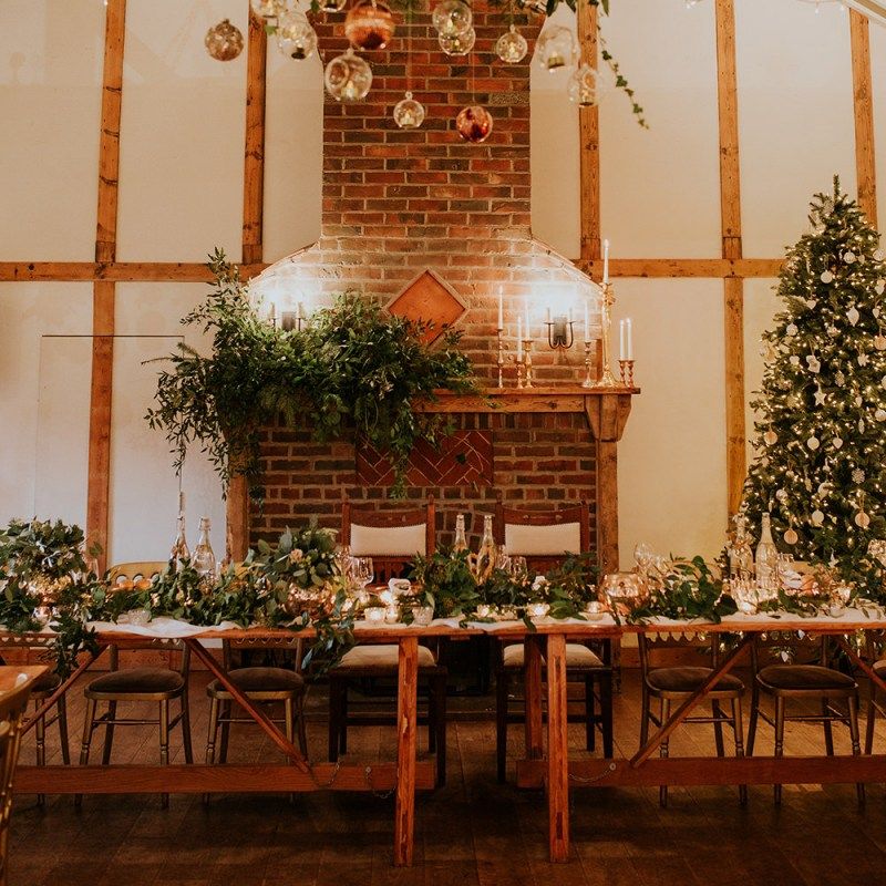 Festive wedding decor at Burley Manor