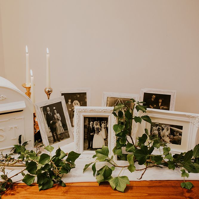 Card box and photo table wedding decor