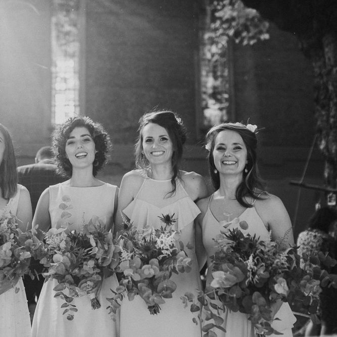 Bridesmaids Bouquets // Dry Hire Wedding Venue Dilston Grove London With Bride In Sally Lacock And Groom In Mr Start With Images From Joasis Photography
