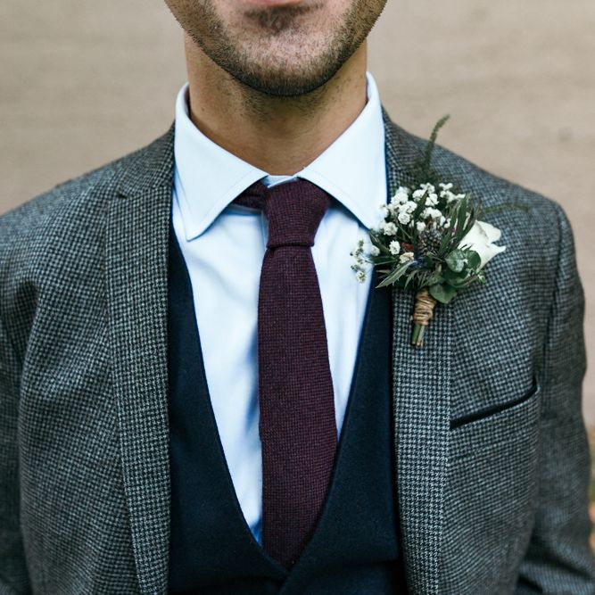 Rustic Buttonhole For Wedding // Dry Hire Wedding Venue Dilston Grove London With Bride In Sally Lacock And Groom In Mr Start With Images From Joasis Photography