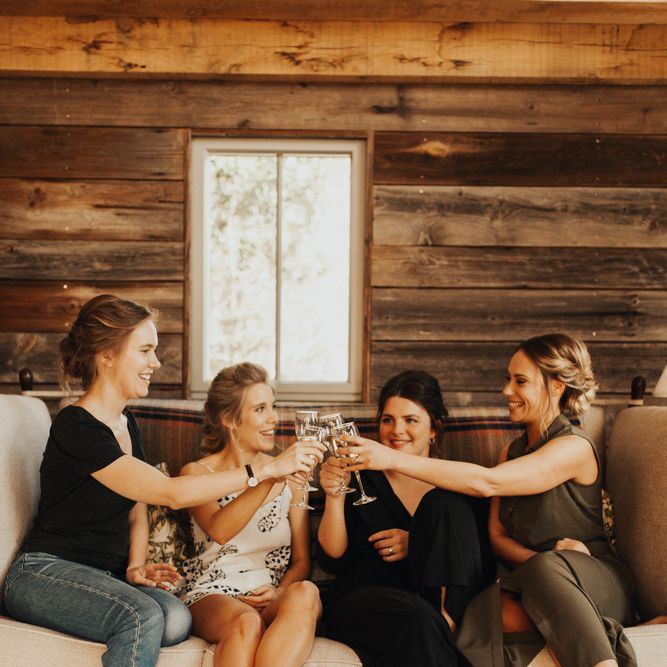 Bridal party toast the day
