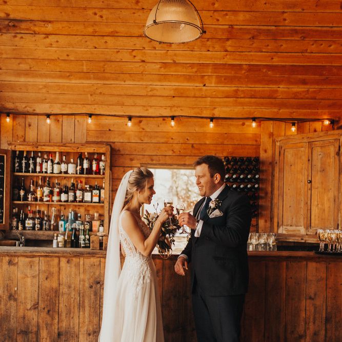 Bride and groom have a moment together