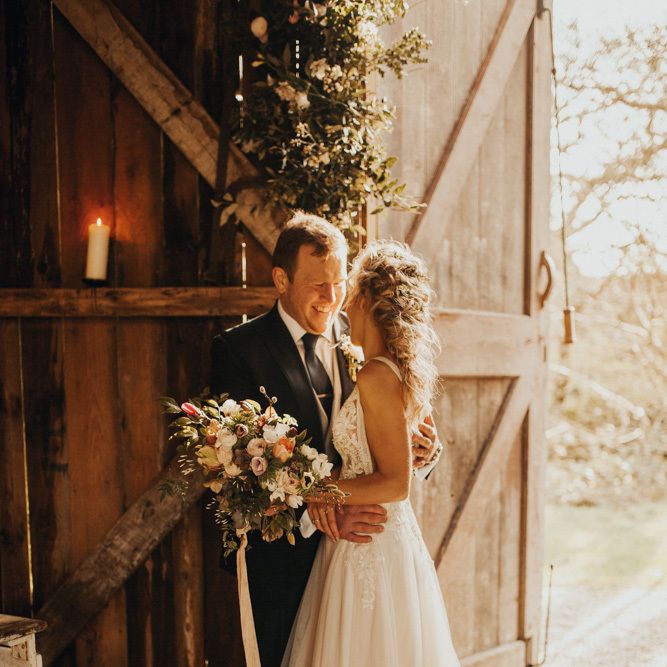 Bride with blush bouquet