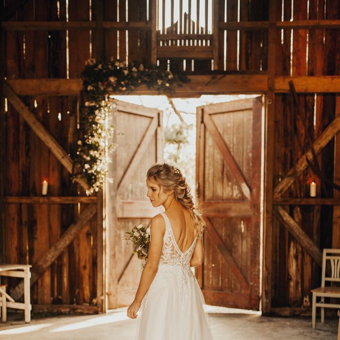 Catherine Parry bridal gown with updo