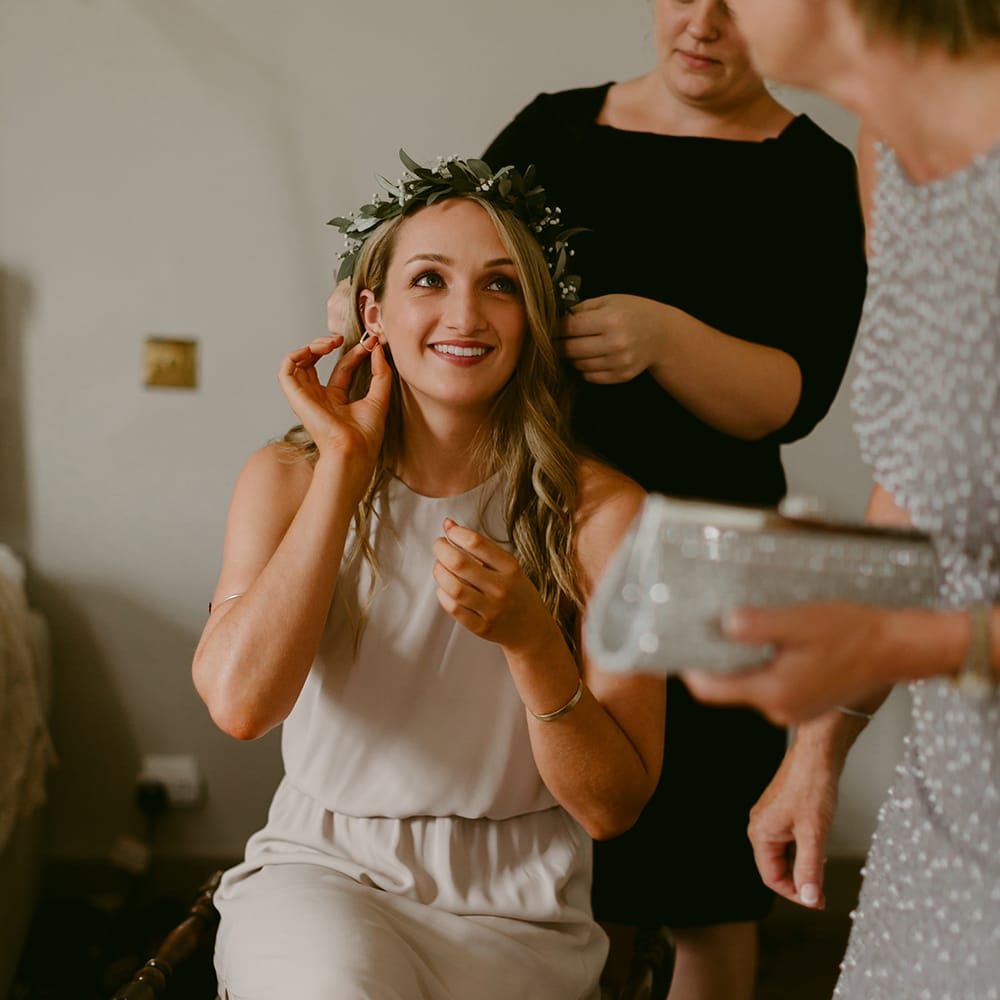 Bridesmaid in Show Me Your Mumu Gown &amp; Flower Crown | Outdoor Boho Wedding at Chateau le Tour, France | Adam and Grace Photography | Head and Heart Films