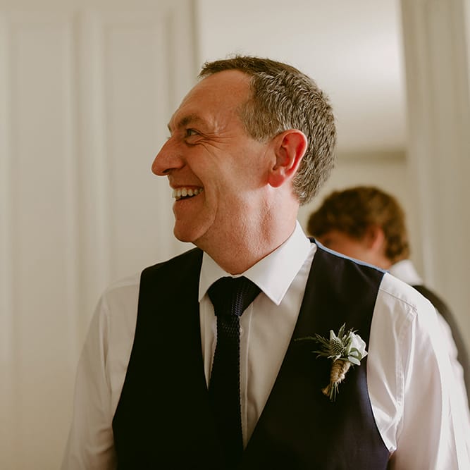 Father of The Bride First Look | Outdoor Boho Wedding at Chateau le Tour, France | Adam and Grace Photography | Head and Heart Films