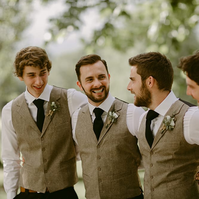 Groomsmen in Waistcoats | Outdoor Boho Wedding at Chateau le Tour, France | Adam and Grace Photography | Head and Heart Films