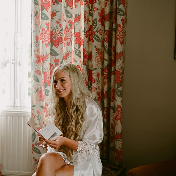 Wedding Morning Bridal Preparations | Mermaid Hair | Daalarna Bridal Gown | Outdoor Boho Wedding at Chateau le Tour, France | Adam and Grace Photography | Head and Heart Films