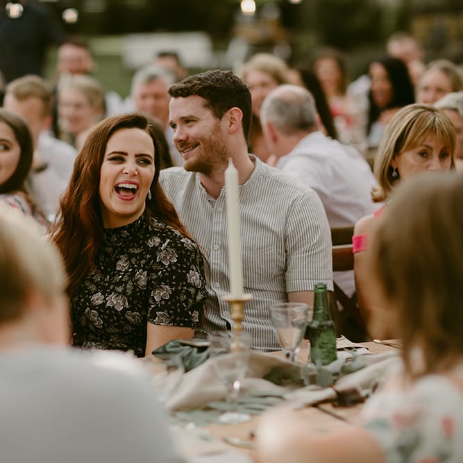 Festoon Lit Outdoor Boho Wedding at Chateau le Tour, France | Adam and Grace Photography | Head and Heart Films