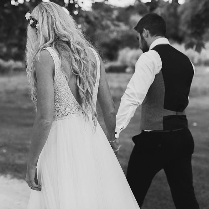 Bride in Daalarna Bridal Gown | Groom in Waistcoat | Outdoor Boho Wedding at Chateau le Tour, France | Adam and Grace Photography | Head and Heart Films