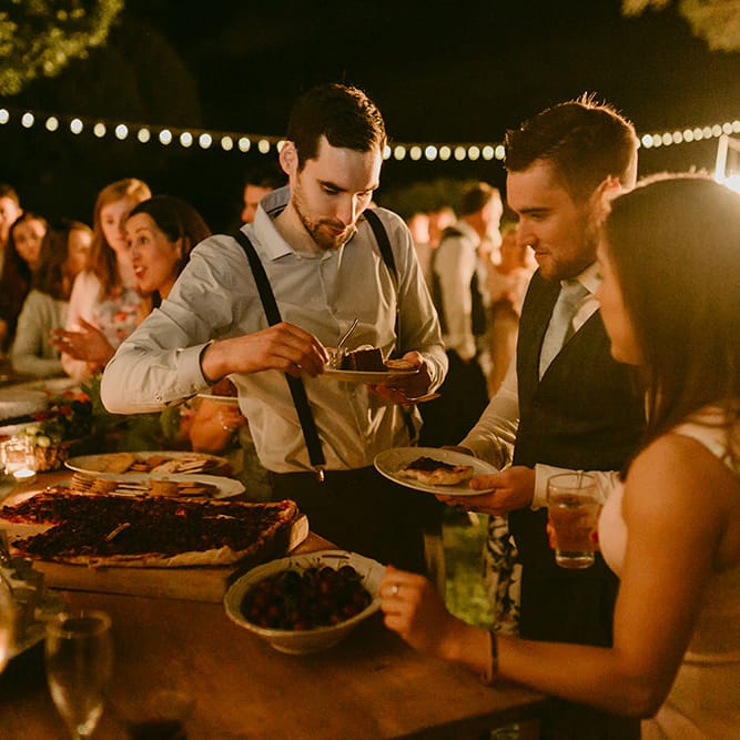 Festoon Lit Outdoor Boho Wedding at Chateau le Tour, France | Adam and Grace Photography | Head and Heart Films