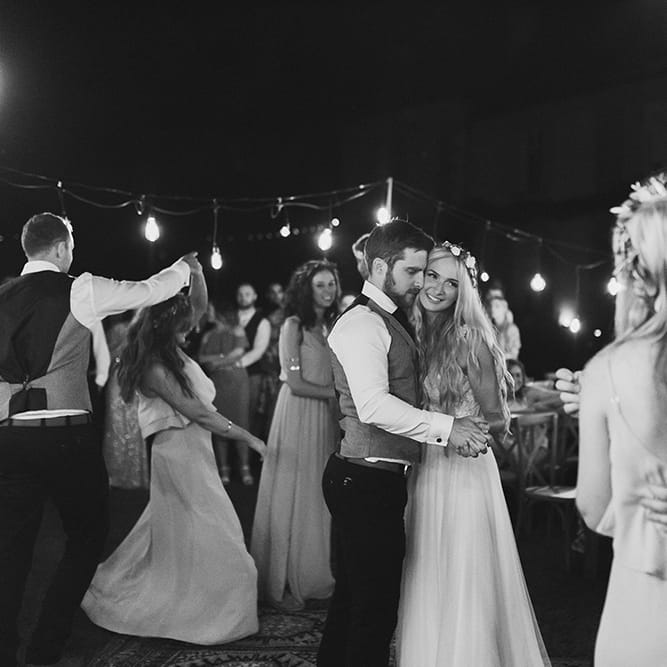 First Dance | Bride in Daalarna Bridal Gown | Groom in Waistcoat | Outdoor Boho Wedding at Chateau le Tour, France | Adam and Grace Photography | Head and Heart Films