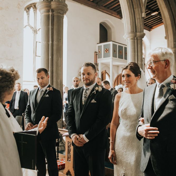 Bride and groom at church wedding ceremony