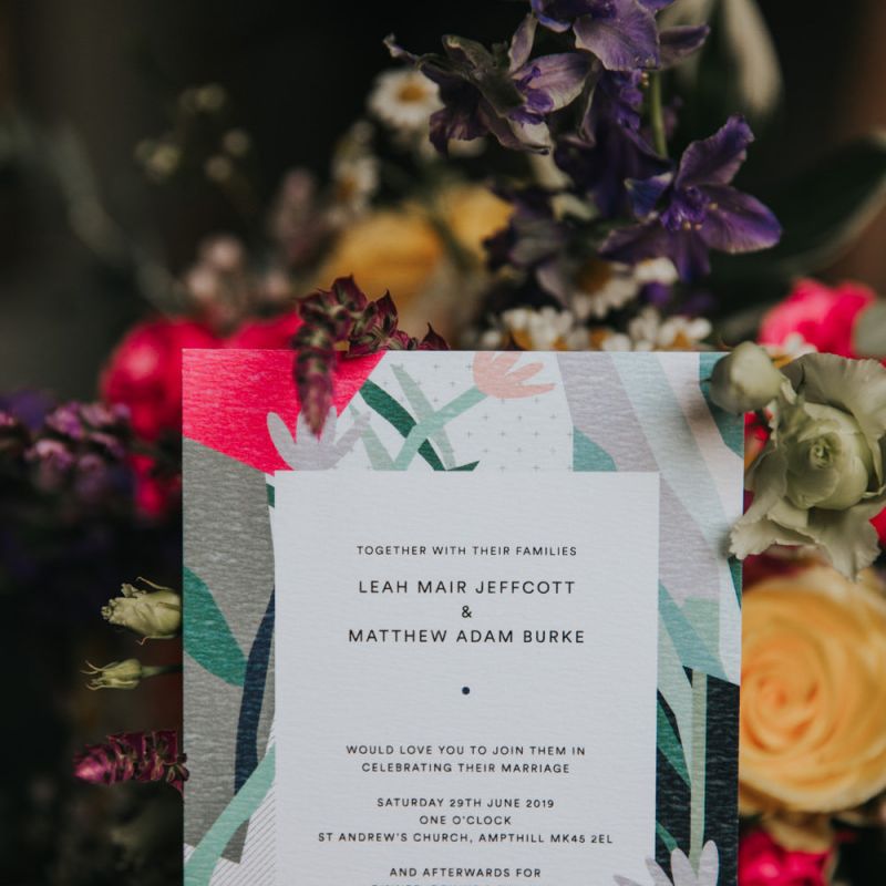 Bright wedding invitation design