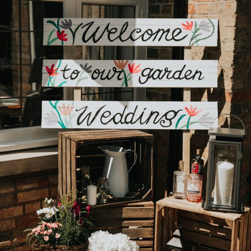 Personalised painted wooden wedding signs