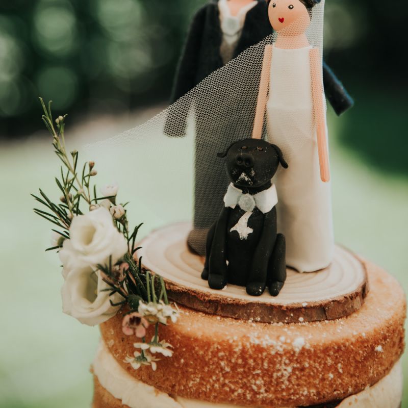Wedding cake topper with pet dog