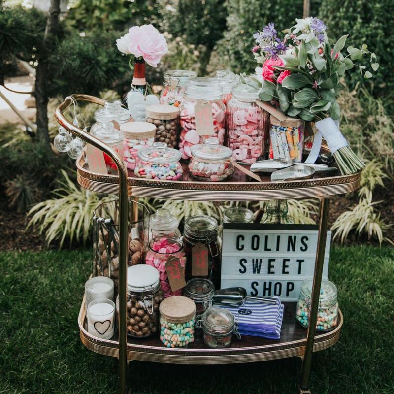 Sweet cart with cinema box sign