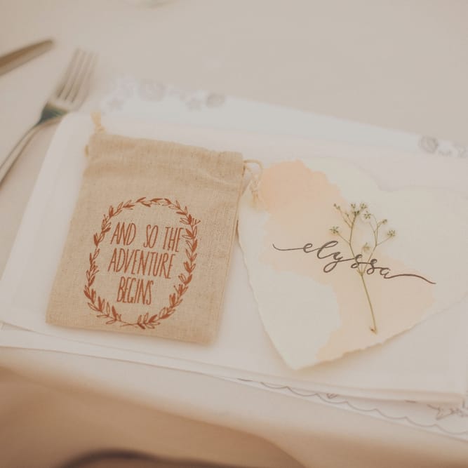 Romantic Place Setting For Wedding // Pink Ruffled Chair Covers For Romantic Pastel Pink Wedding At Dorton House With Bride In La Sposa And Images From Julia &amp; You Photography