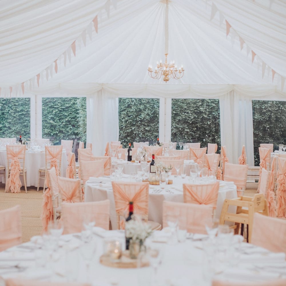 Pink Ruffled Chair Covers For Romantic Pastel Pink Wedding At Dorton House With Bride In La Sposa And Images From Julia &amp; You Photography