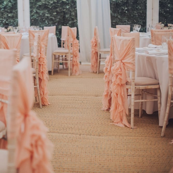 Pink Ruffled Chair Covers For Romantic Pastel Pink Wedding At Dorton House With Bride In La Sposa And Images From Julia &amp; You Photography