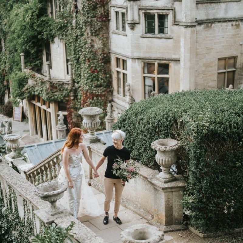 Two brides at Castle Combe Manor House in Wiltshire for LGBTQ+ wedding