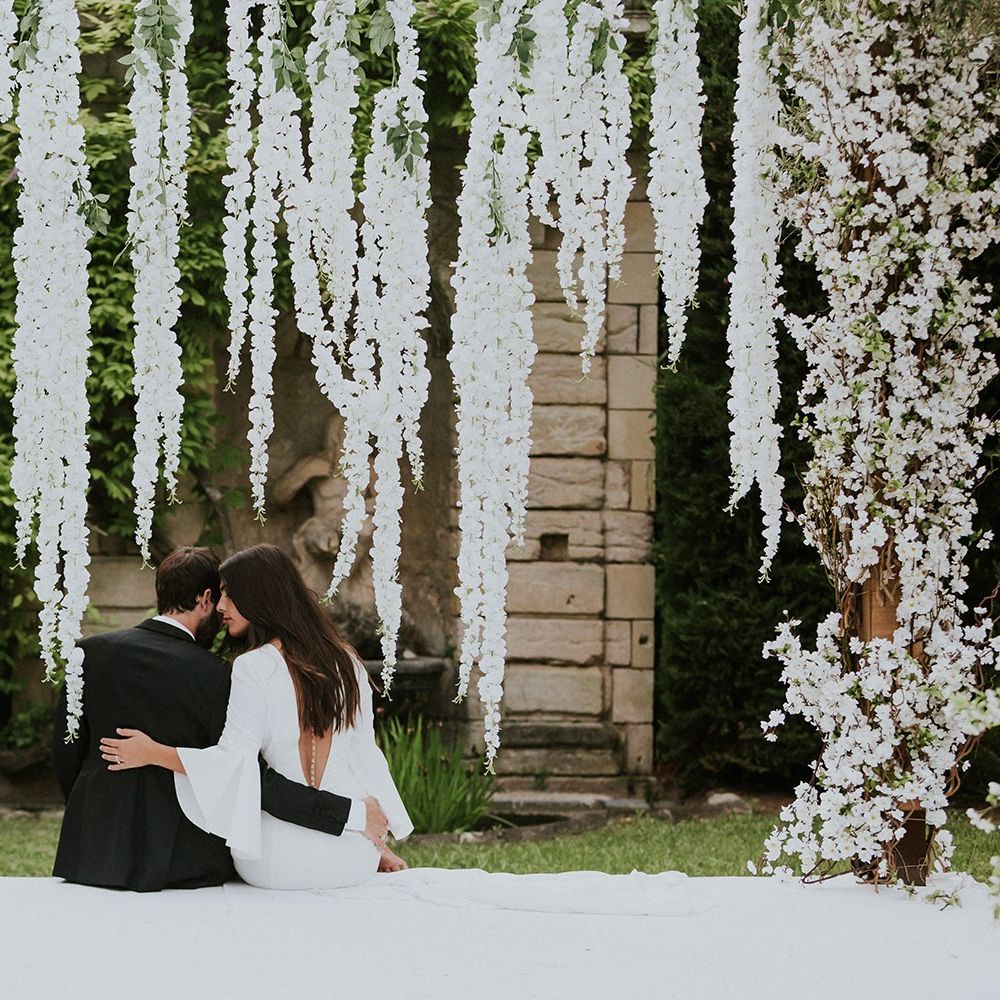 White wedding flower altar decor