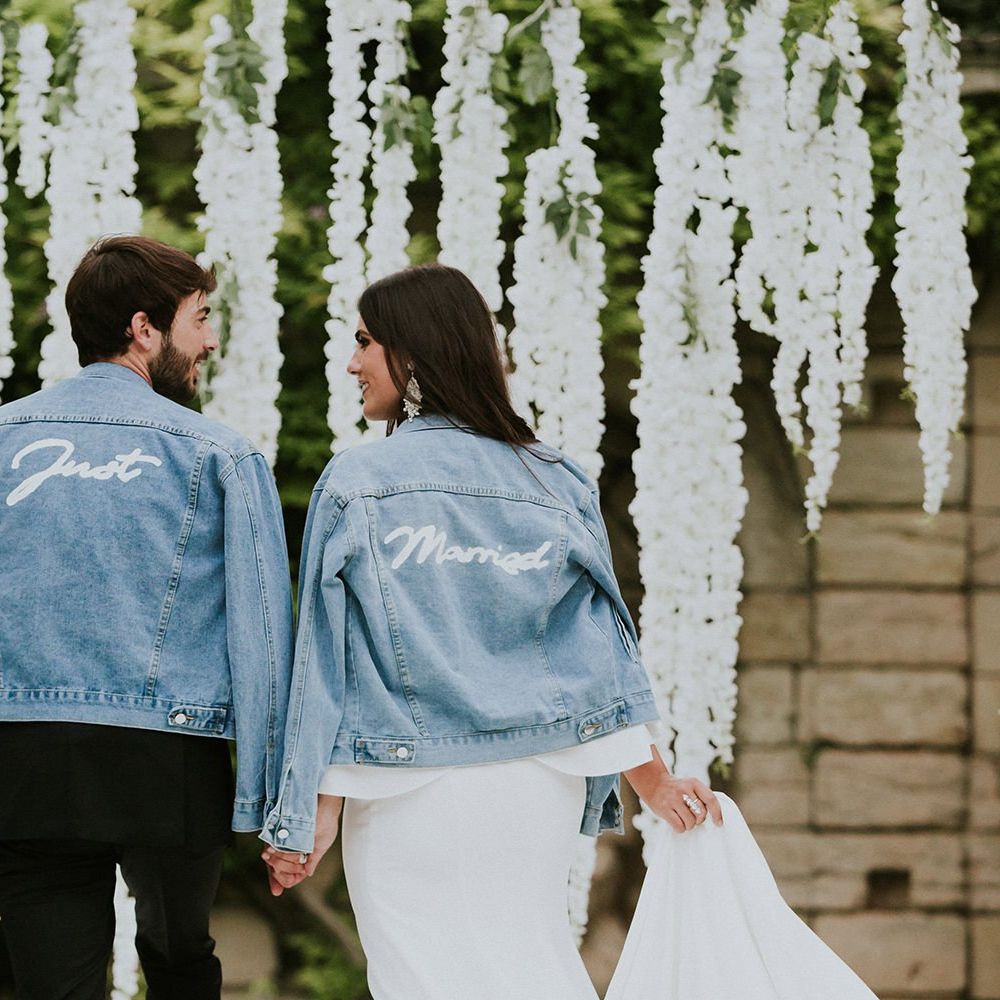 Personalised wedding jackets for bride and groom
