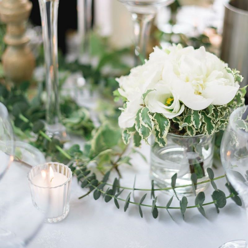 White wedding flowers at French wedding