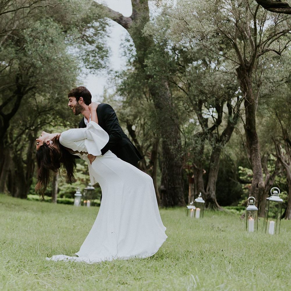 Lantern wedding decor at Jewish wedding ceremony