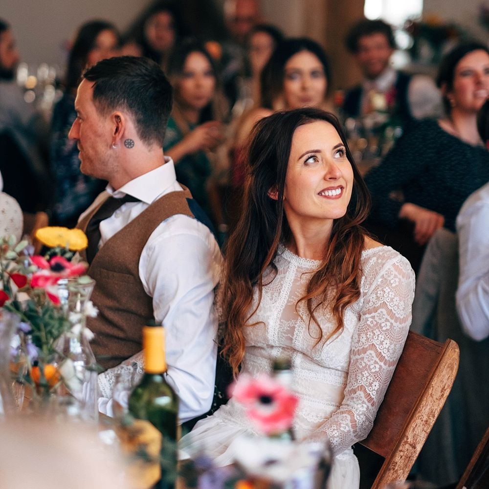 Nancarrow Farm Cornwall Wedding With Images From Dale Weeks &amp; Bride In Maggie Sottero With Wild Flower Bouquet &amp; Hand Knitted Flower Girl Outfit