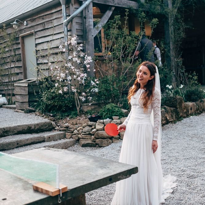 Maggie Sottero Bride // Nancarrow Farm Cornwall Wedding With Images From Dale Weeks &amp; Bride In Maggie Sottero With Wild Flower Bouquet &amp; Hand Knitted Flower Girl Outfit