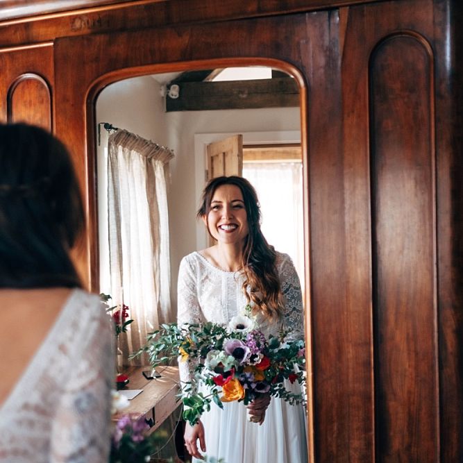 Maggie Sottero Bride // Nancarrow Farm Cornwall Wedding With Images From Dale Weeks &amp; Bride In Maggie Sottero With Wild Flower Bouquet &amp; Hand Knitted Flower Girl Outfit