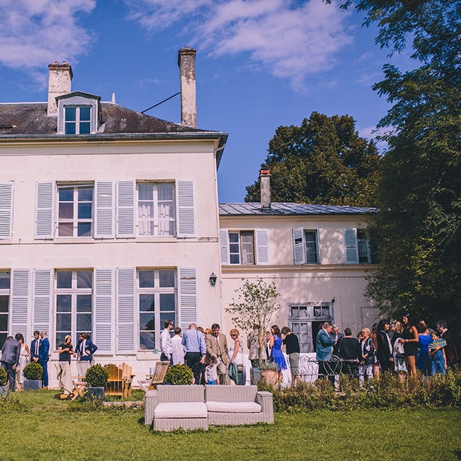 Bride in Marie Laporte Wedding Dress | Groom in Father &amp; Sons Blue Suit | Blush Outdoor Destination Wedding at Chateau de Séréville, France  |  Story + Colour Photography