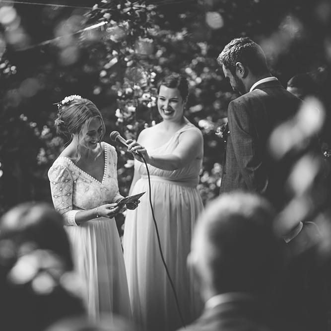 Wedding Ceremony | Bride in Marie Laporte Wedding Dress | Groom in Father &amp; Sons Blue Suit | Blush Outdoor Destination Wedding at Chateau de Séréville, France  |  Story + Colour Photography