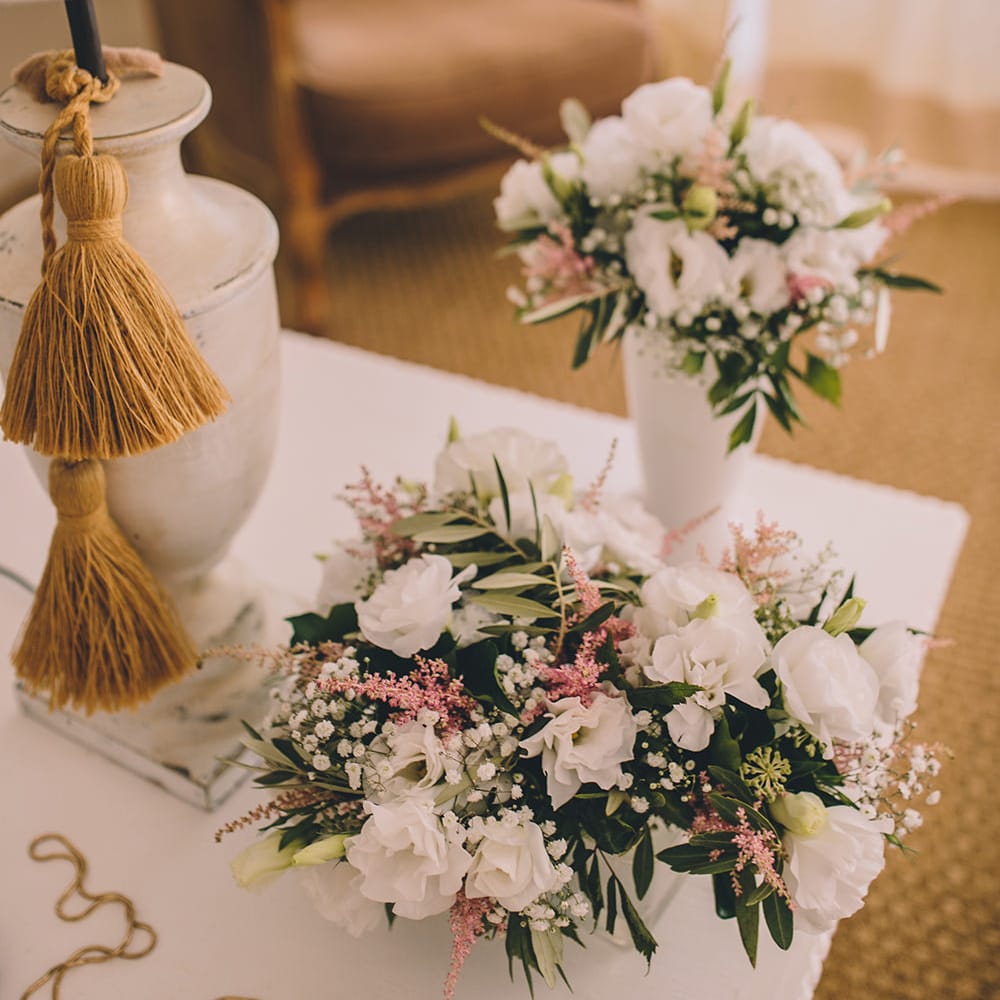 White &amp; Blush Pink Wedding Bouquets | Blush Outdoor Destination Wedding at Chateau de Séréville, France  |  Story + Colour Photography