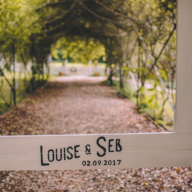 DIY Photo Booth Frame Prop | Blush Outdoor Destination Wedding at Chateau de Séréville, France  |  Story + Colour Photography