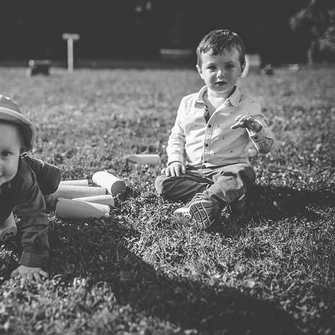 Baby Playing Garden Games | Blush Outdoor Destination Wedding at Chateau de Séréville, France  |  Story + Colour Photography