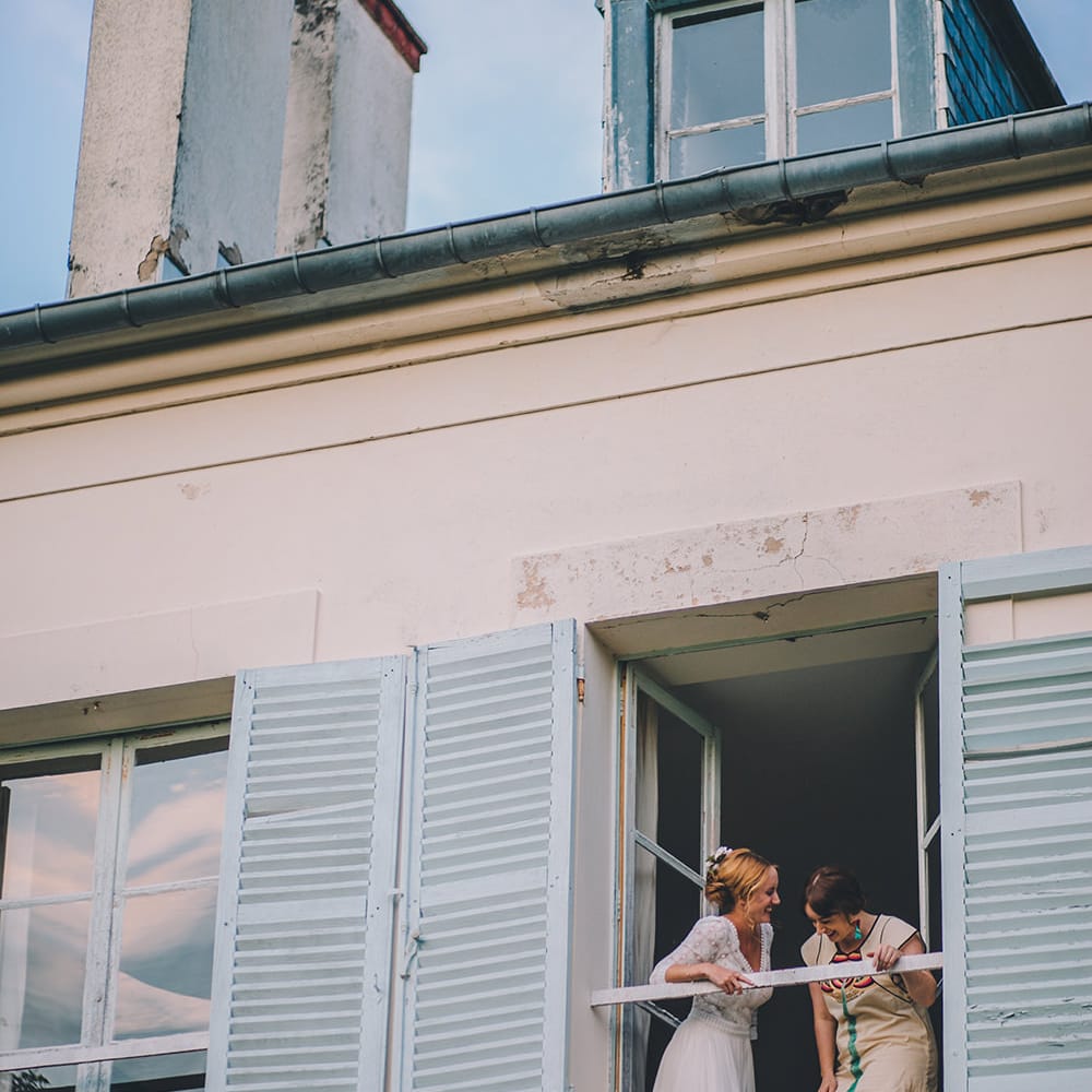 Bride in Marie Laporte Wedding Dress | Blush Outdoor Destination Wedding at Chateau de Séréville, France  |  Story + Colour Photography