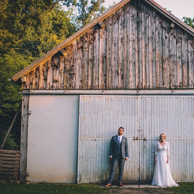 Bride in Marie Laporte Wedding Dress | Groom in Father &amp; Sons Blue Suit | Blush Outdoor Destination Wedding at Chateau de Séréville, France  |  Story + Colour Photography