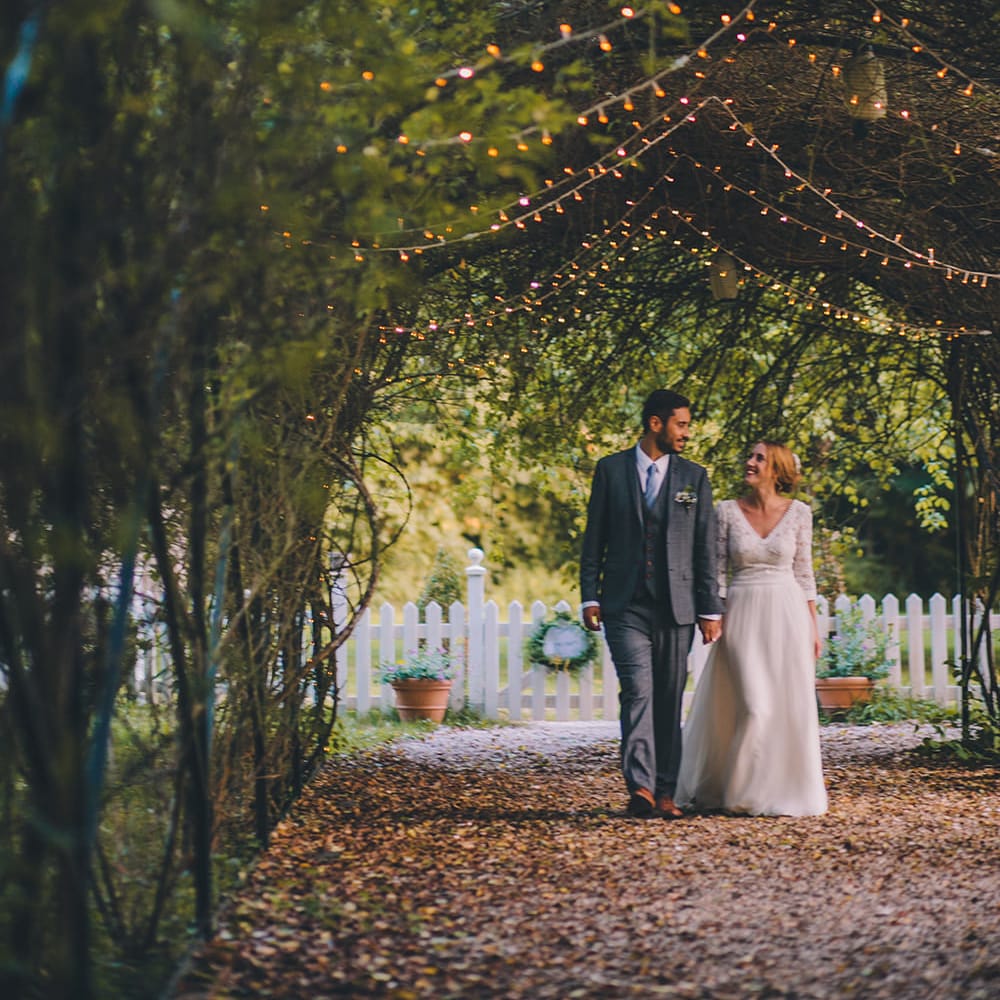 Bride in Marie Laporte Wedding Dress | Groom in Father &amp; Sons Blue Suit | Blush Outdoor Destination Wedding at Chateau de Séréville, France  |  Story + Colour Photography
