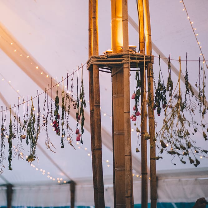 Marquee Reception with Hanging Flower Stem Decor | Blush Outdoor Destination Wedding at Chateau de Séréville, France  |  Story + Colour Photography