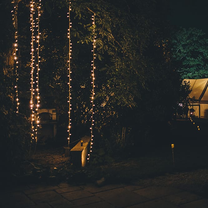 Fairy Light Wedding Decor | Blush Outdoor Destination Wedding at Chateau de Séréville, France  |  Story + Colour Photography