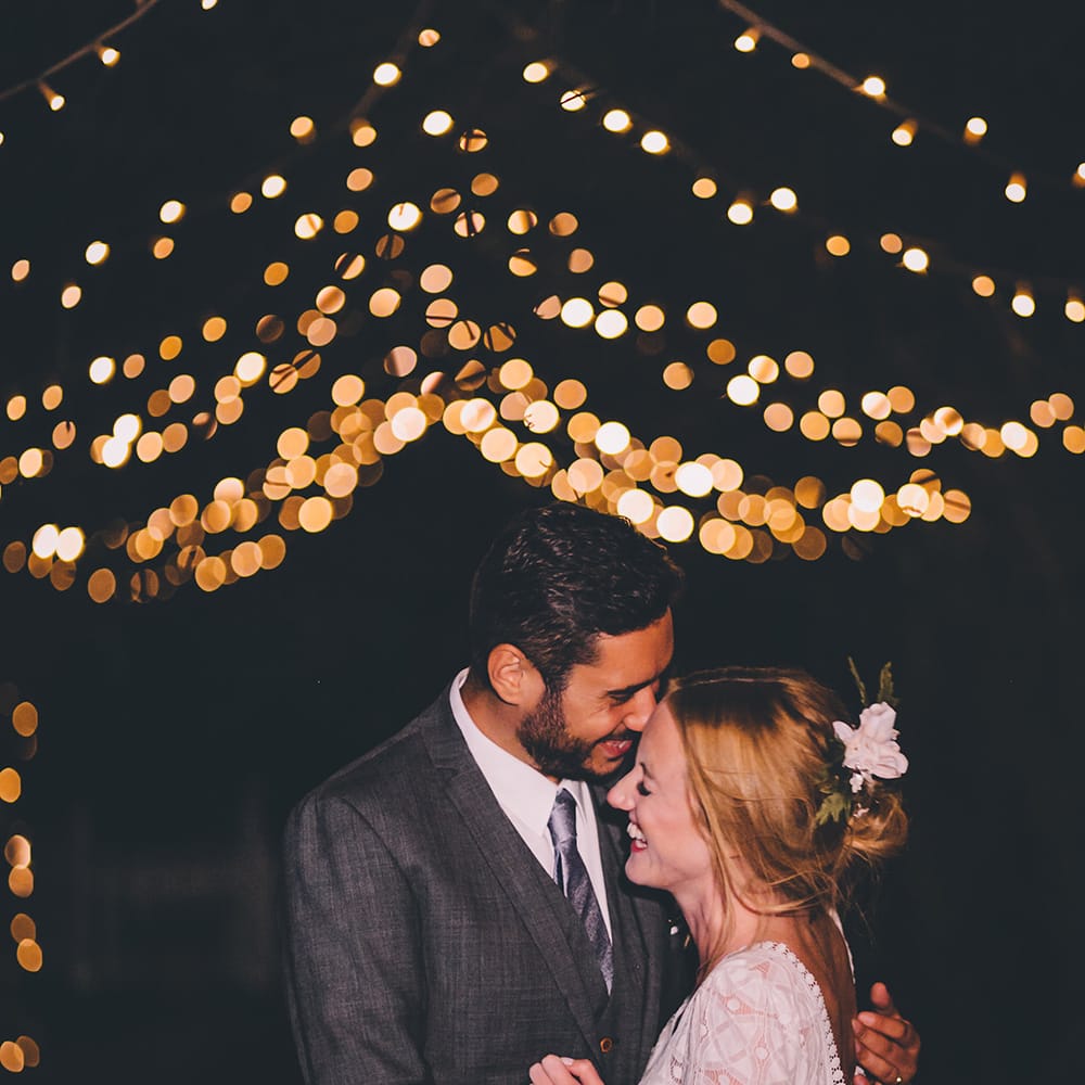 Fairy Light Wedding Decor | Bride in Marie Laporte Wedding Dress | Groom in Father &amp; Sons Blue Suit | Blush Outdoor Destination Wedding at Chateau de Séréville, France  |  Story + Colour Photography