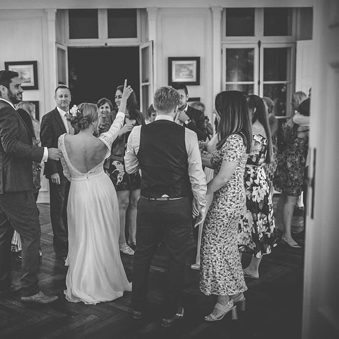 Bride in Marie Laporte Wedding Dress | Groom in Father &amp; Sons Blue Suit | Blush Outdoor Destination Wedding at Chateau de Séréville, France  |  Story + Colour Photography
