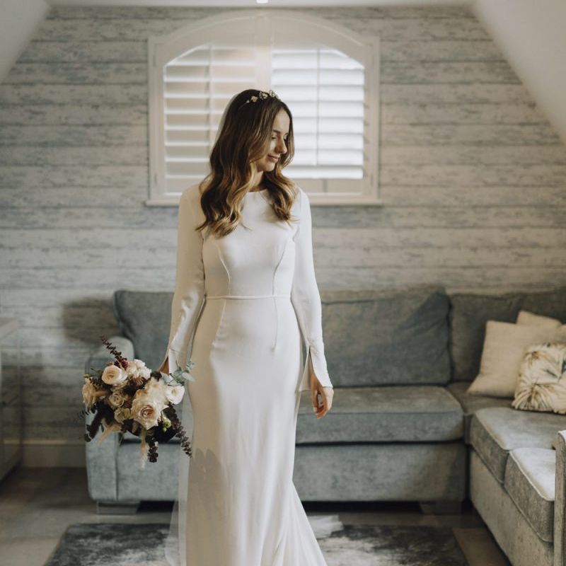 Stylish Bride in Bespoke Emma Beaumont Wedding Dress