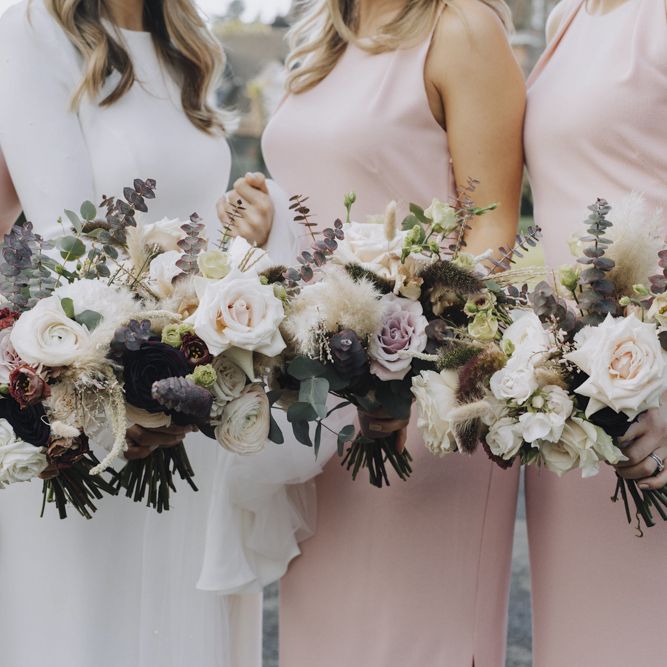 Blush Pink and White Wedding Party Bouquets