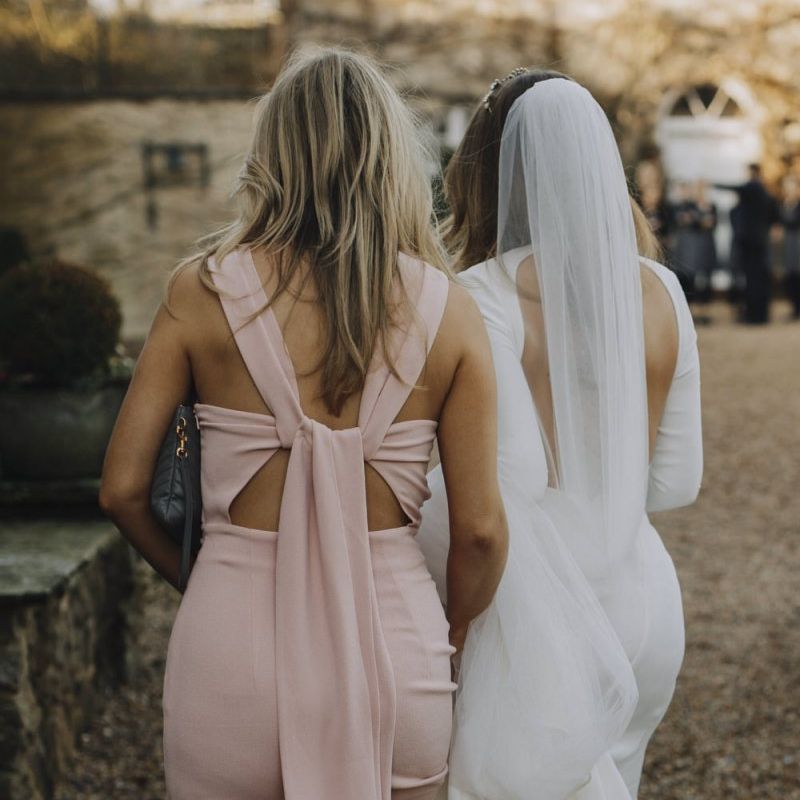 Bridesmaid in Pink Whistles Dress with Tie Back Detail