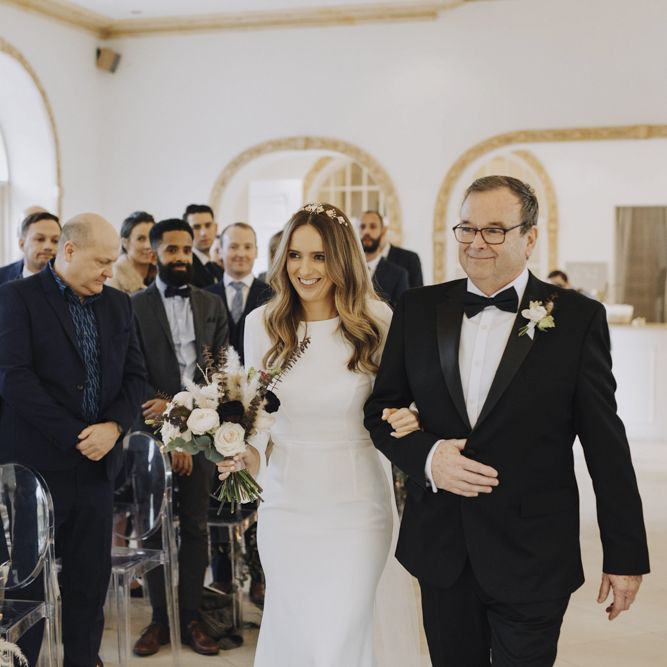 Wedding Ceremony Bridal Entrance with Bride in Bespoke Emma Beaumont Wedding Dress