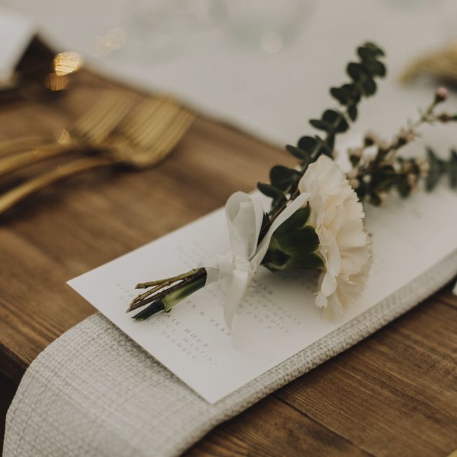Eucalyptus and Carnation Place Setting Flowers